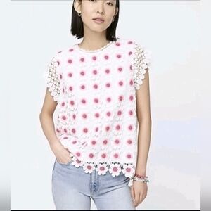 J. Crew Women’s Floral Crochet Sleeveless Top Pink And White Size XS
